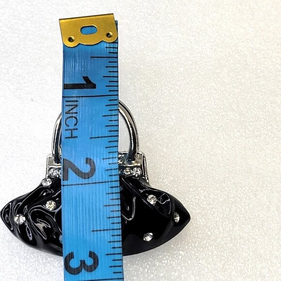 Black Crystal Handbag Brooch Pin - Picture 4 of 8